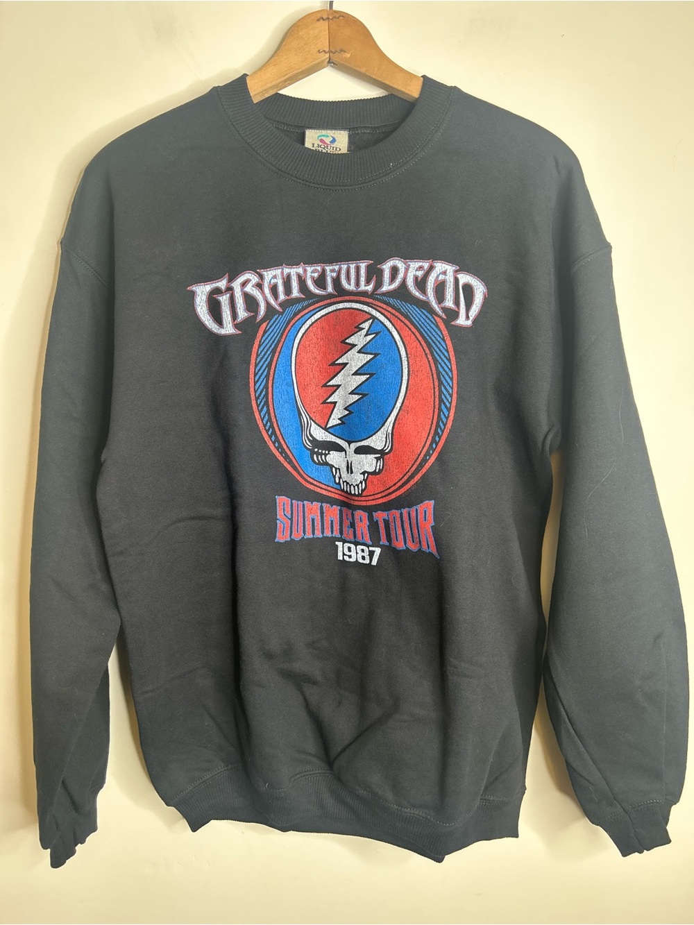 NWT Grateful Dead Sweatshirt Liquid Blue Size M Summer Tour 1987 Black